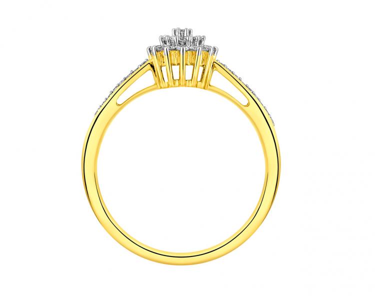 Prsten ze žlutého zlata s diamanty 0,18 ct - ryzost 585