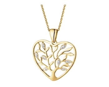 14 K Rhodium-Plated Yellow Gold Pendant with Diamonds - 0,01 ct - fineness 14 K