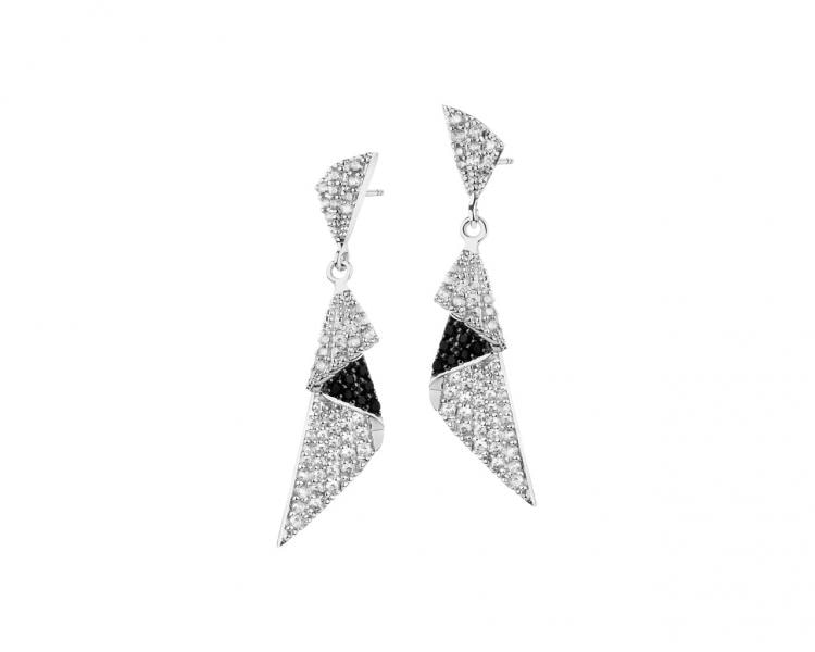 Silver earrings with cubic zirconia & glass