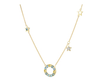 9 K Rhodium-Plated Yellow Gold Necklace with Diamond - fineness 9 K