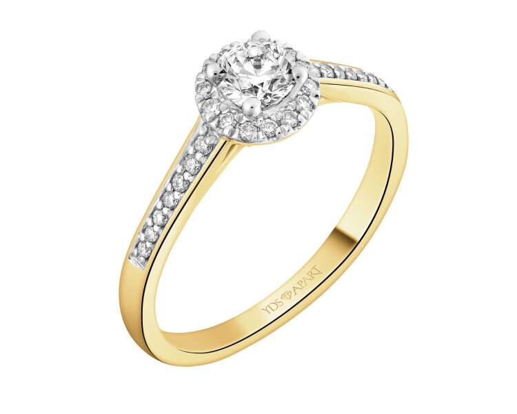 Yellow gold brilliant cut diamond ring - 0,48 ct - fineness 18 K