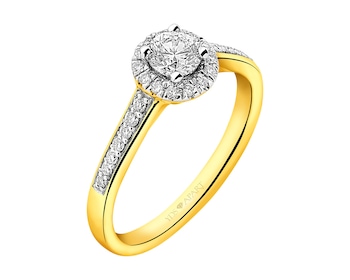 Yellow gold brilliant cut diamond ring 0,48 ct - fineness 18 K