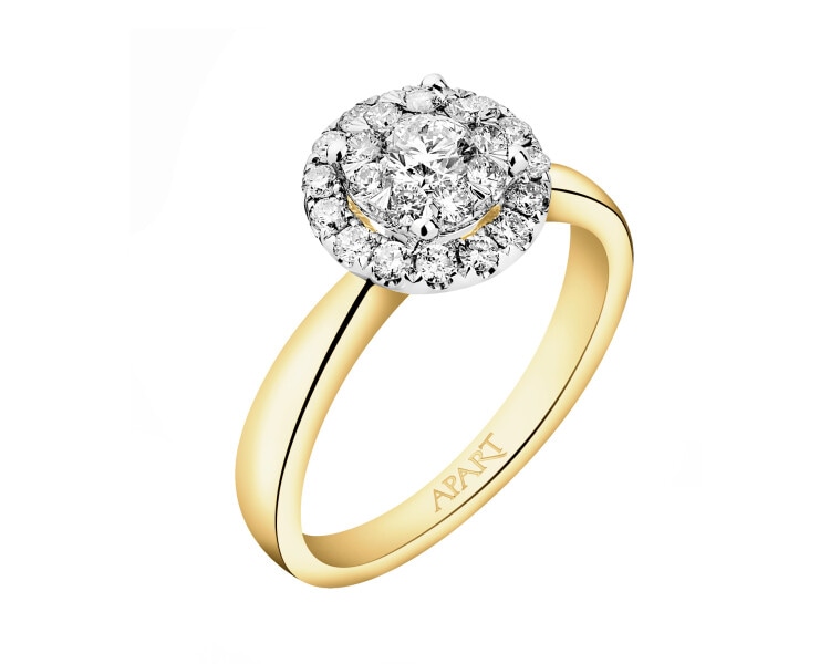 Yellow gold brilliant cut diamond ring - 0,58 ct - fineness 14 K