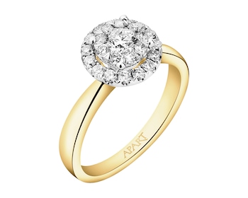 Yellow gold brilliant cut diamond ring - 0,58 ct - fineness 14 K