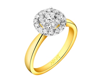 Yellow gold brilliant cut diamond ring 0,58 ct - fineness 14 K