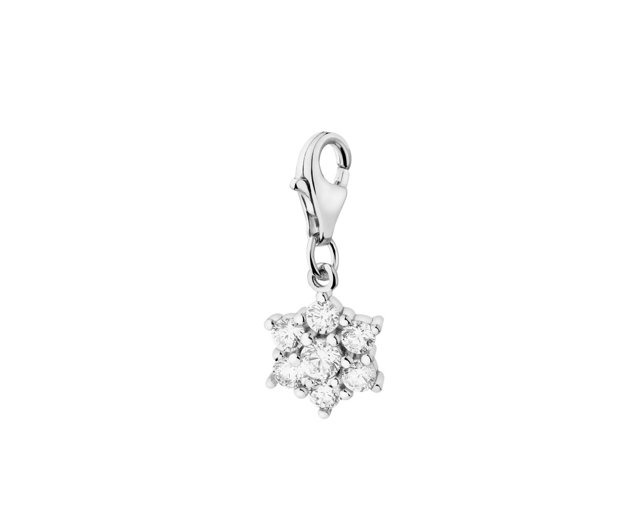 Silver charm with cubic zirconia - flower