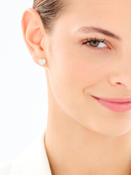 Złote kolczyki z cyrkoniami - serca