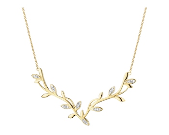 9 K Rhodium-Plated Yellow Gold Necklace with Diamonds - 0,02 ct - fineness 9 K