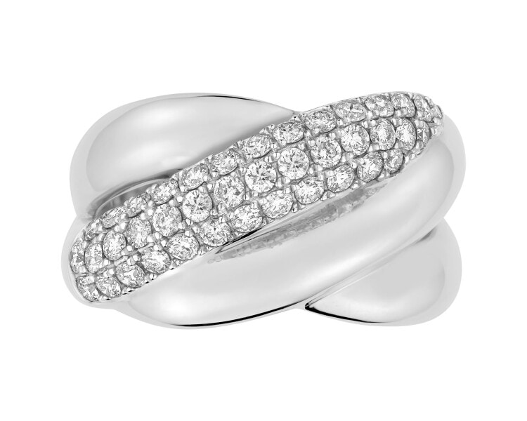 White gold brilliant cut diamond ring - 0,61 ct - fineness 14 K