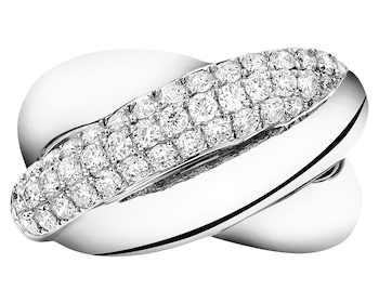 White gold brilliant cut diamond ring 0,61 ct - fineness 14 K