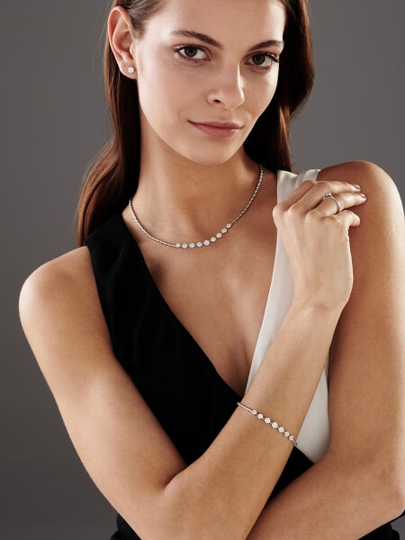 White gold brilliant cut diamond bracelet 0,83 ct - fineness 14 K