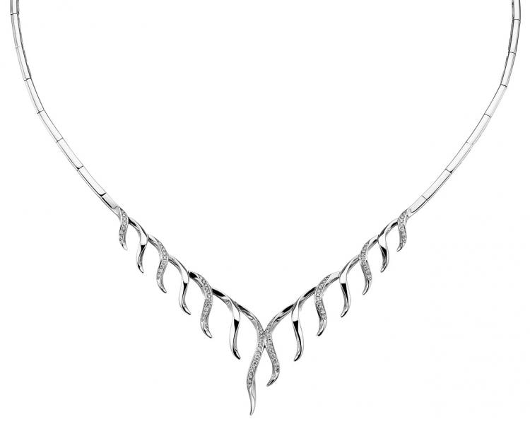 37.4 ctw. Aerial Regal Scroll Diamond Necklace in 18K White Gold -  HFNAREGSCR-8W