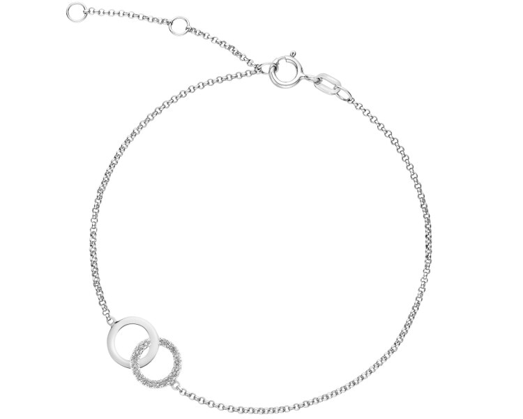 Bransoletka z białego złota z diamentami - 0,05 ct - próba 375
