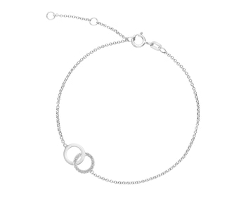 Bransoletka z białego złota z diamentami - 0,05 ct - próba 375