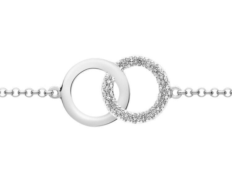 Bransoletka z białego złota z diamentami - 0,05 ct - próba 375