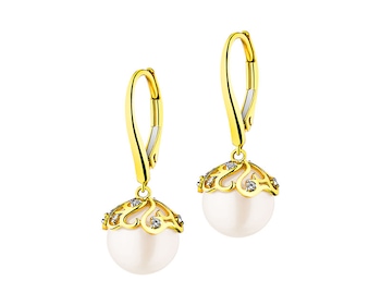 14 K Rhodium-Plated Yellow Gold Earrings with Diamonds 0,04 ct - fineness 14 K></noscript>
                    </a>
                </div>
                <div class=