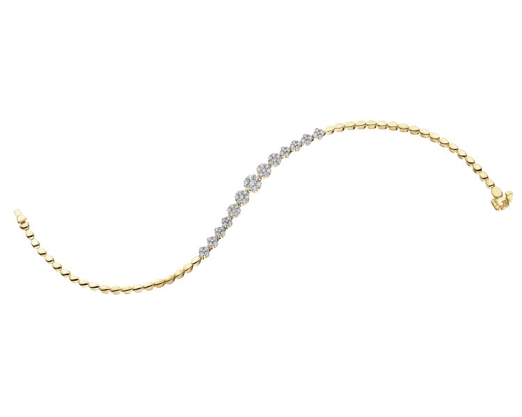 14 K Rhodium-Plated Yellow Gold Bracelet with Diamonds - 0,86 ct - fineness 14 K