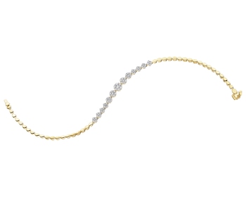 14 K Rhodium-Plated Yellow Gold Bracelet with Diamonds - 0,85 ct - fineness 14 K