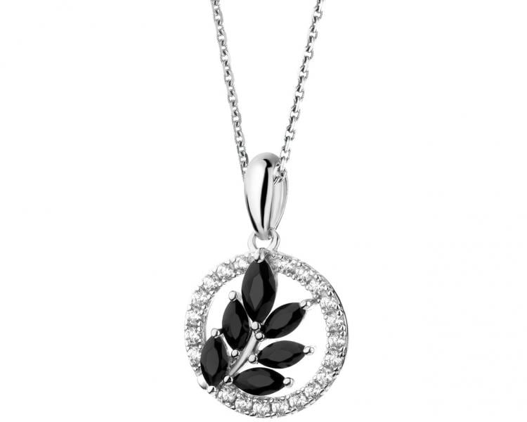 Silver pendant with cubic zirconia - leaf