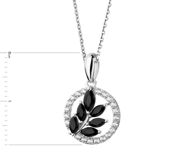 Silver pendant with cubic zirconia - leaf