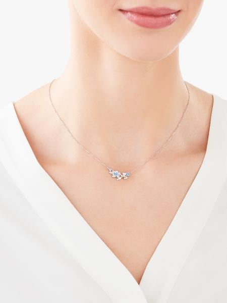 Silver necklace with cubic zirconia - flowers