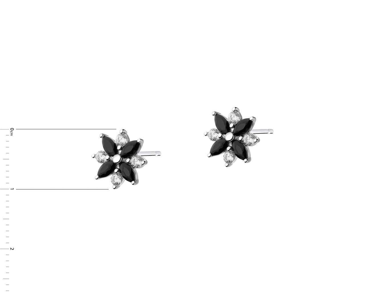 Kolczyki srebrne z cyrkoniami - kwiatki