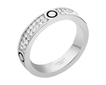 Stainless Steel Ring with Crystal