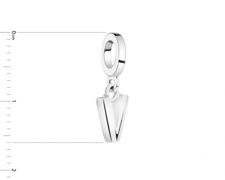 Silver pendant Beads - letter V