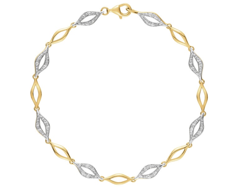 14ct Yellow Gold Bracelet with Diamonds - 0,14 ct - fineness 14 K