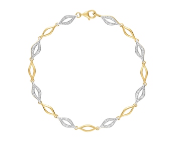 Bransoletka z żółtego złota z diamentami - 19 cm - 0,14 ct - próba 585