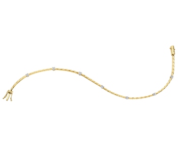 14 K Rhodium-Plated Yellow Gold Bracelet with Diamonds - 0,04 ct - fineness 14 K