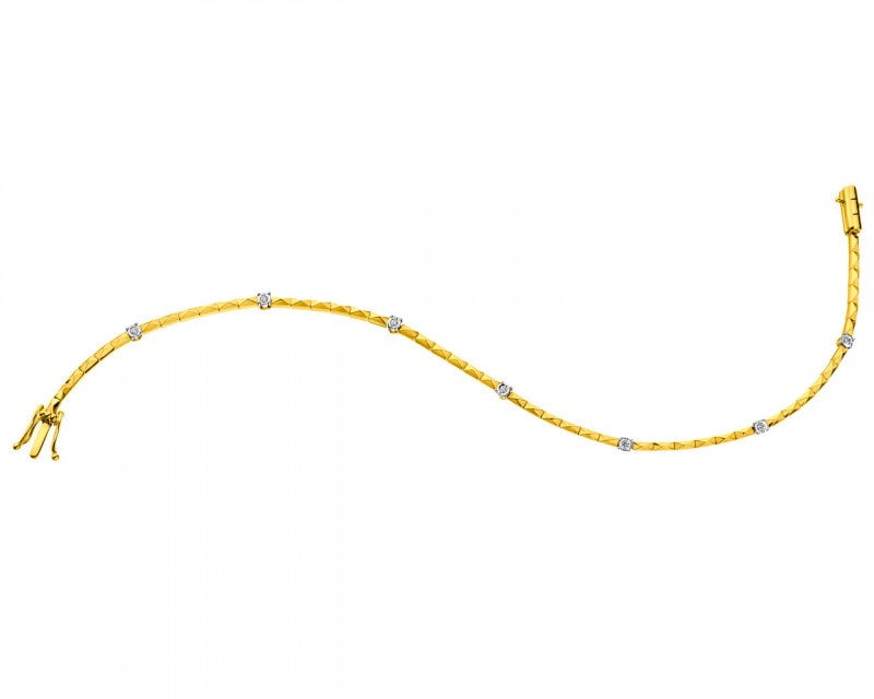Bransoletka z żółtego złota z brylantami - 19 cm - 0,04 ct - próba 585