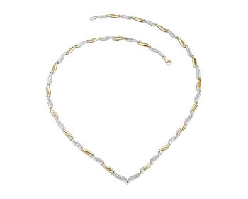 9ct Yellow Gold, White Gold Necklace with Diamonds - 0,10 ct - fineness 375