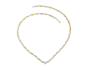 9ct Yellow Gold, White Gold Necklace with Diamonds 0,10 ct - fineness 375