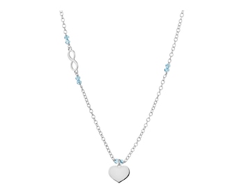 Silver necklace with glass - heart, infinity