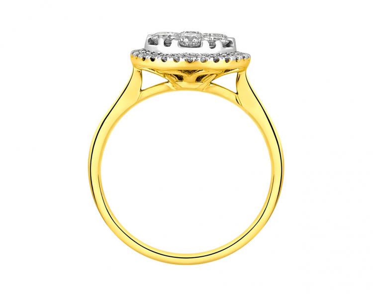 14 K Rhodium-Plated Yellow Gold Ring with Diamonds 1,18 ct - fineness 14 K