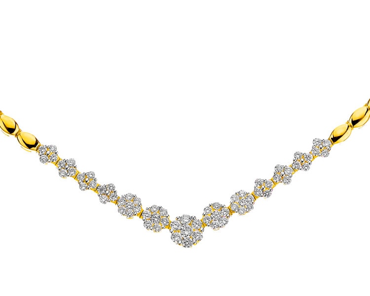 Yellow gold brilliant cut diamond necklace 0,85 ct - fineness 14 K