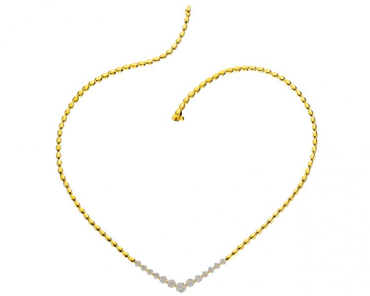 Yellow gold brilliant cut diamond necklace 0,85 ct - fineness 14 K