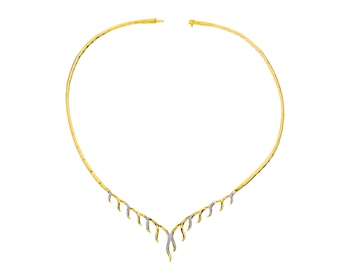 14 K Rhodium-Plated Yellow Gold Necklace with Diamonds 0,27 ct - fineness 14 K