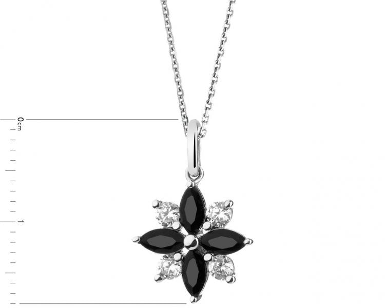Silver pendant with cubic zirconia - flower