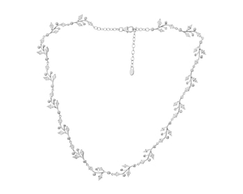 Stříbrný náhrdelník se zirkony - listy