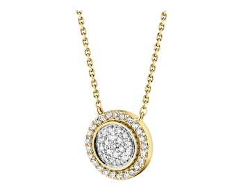 14 K Rhodium-Plated Yellow Gold Necklace with Diamonds - 0,11 ct - fineness 14 K