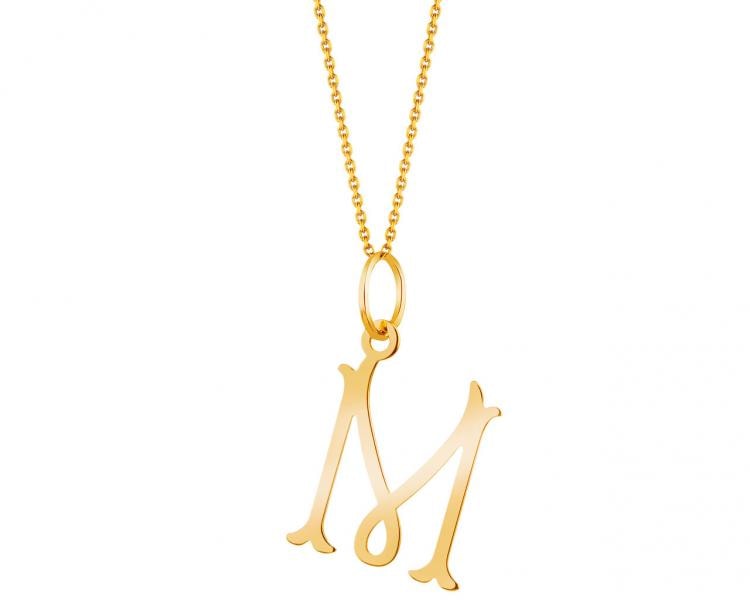 Yellow gold pendant - letter M