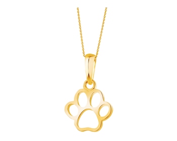 Yellow gold necklace - paw