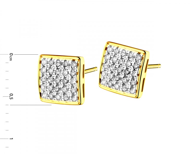 Yellow gold earrings with diamonds 0,15 ct - fineness 14 K