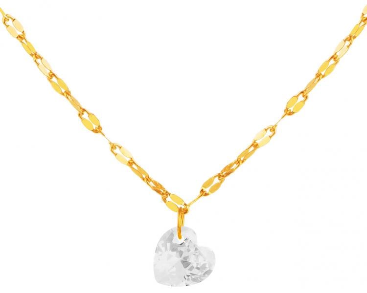 Yellow gold necklace with cubic zirconia - heart