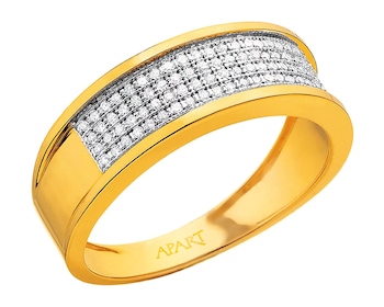 Yellow gold ring with diamonds 0,25 ct - fineness 14 K