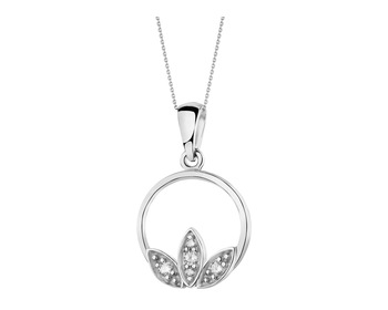 White gold pendant with cubic zirconia - lotus flower 