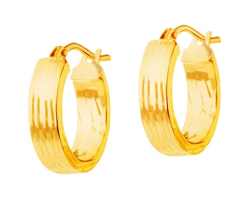 Yellow gold earrings - circles, 14 mm