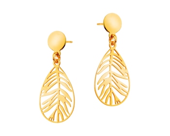 Gold plated silver earrings - leaves